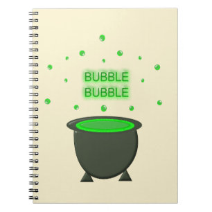Cauldron and Bubbling Green Brew Halloween Notebook