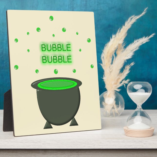 Cauldron and Bubbling Green Brew Halloween Plaque (Side)