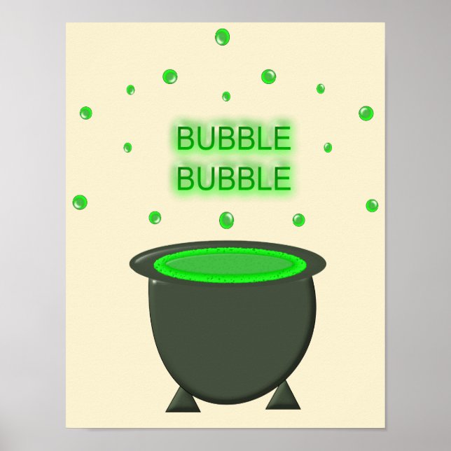 Cauldron and Bubbling Green Brew Halloween Poster (Front)