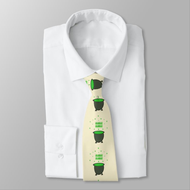 Cauldron and Bubbling Green Brew Halloween Tie (Tied)
