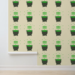 Cauldron and Bubbling Green Brew Halloween Wallpaper