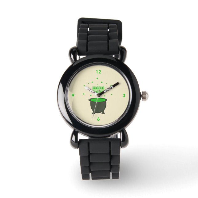 Cauldron and Bubbling Green Brew Halloween Watch (Front)