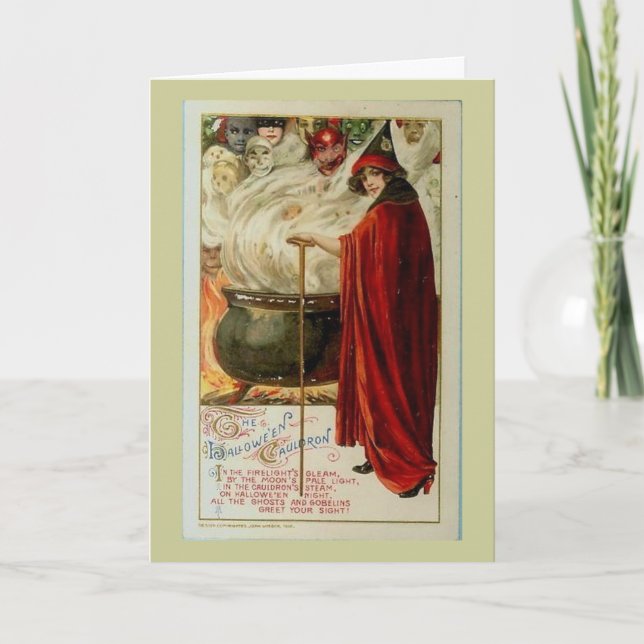 Cauldron and Witch Holiday Card (Front)