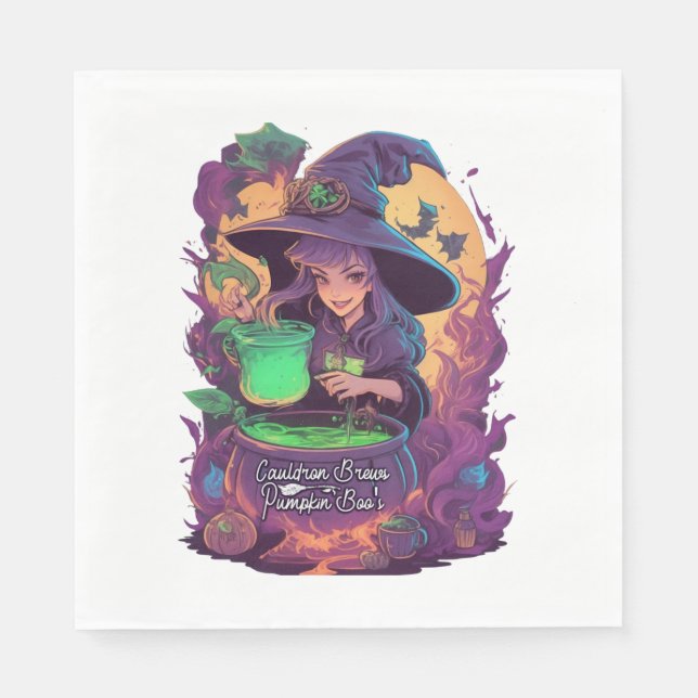 Cauldron Brews Pumpkin Boo’s Sticker Napkin (Front)