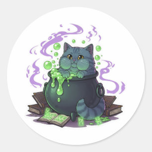 Cauldron Brit – British Shorthair Cat Halloween Classic Round Sticker