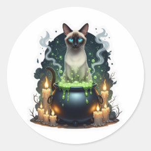 Cauldron Siamese – Magical Siamese Cat Classic Round Sticker