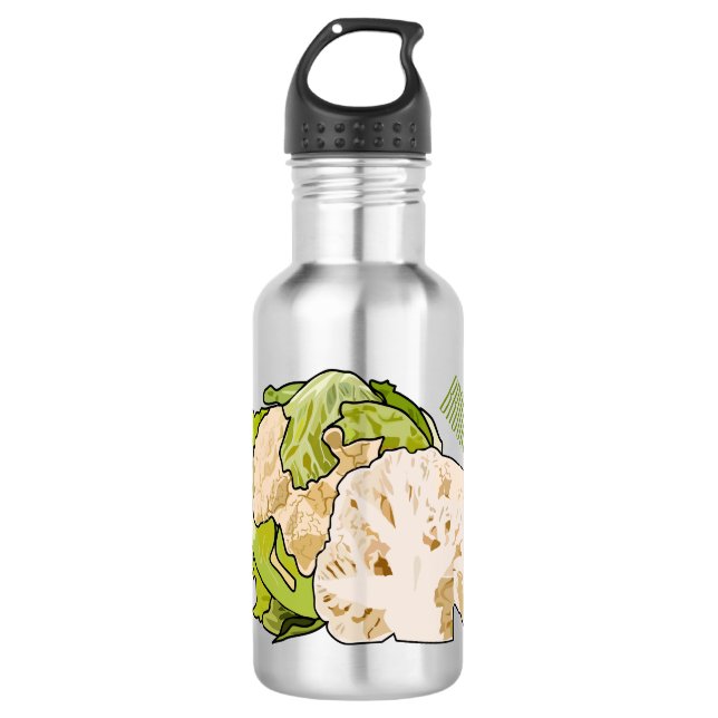 Cauliflower cartoon illustration 532 ml water bottle (Front)