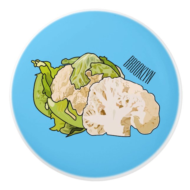 Cauliflower cartoon illustration ceramic knob (Front)