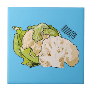 Cauliflower cartoon illustration ceramic tile