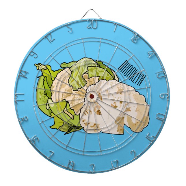 Cauliflower cartoon illustration dartboard (Front)