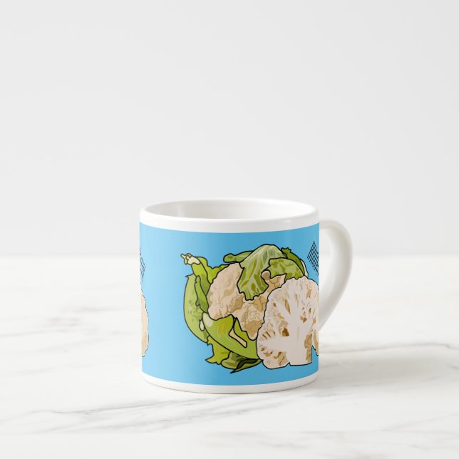 Cauliflower cartoon illustration espresso cup (Front Right)