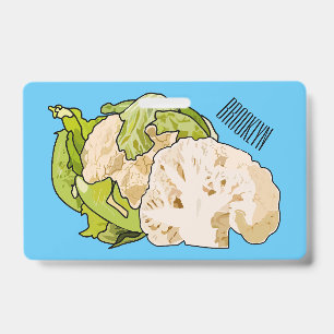 Cauliflower cartoon illustration ID badge