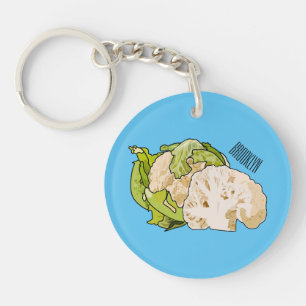 Cauliflower cartoon illustration key ring