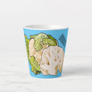 Cauliflower cartoon illustration latte mug