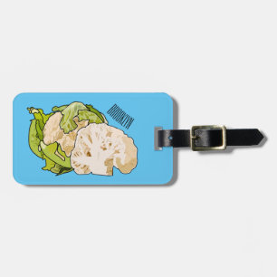 Cauliflower cartoon illustration luggage tag
