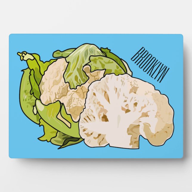 Cauliflower cartoon illustration plaque (Front)