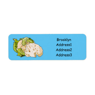 Cauliflower cartoon illustration return address label