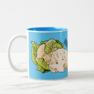 Cauliflower cartoon illustration Two-Tone coffee mug