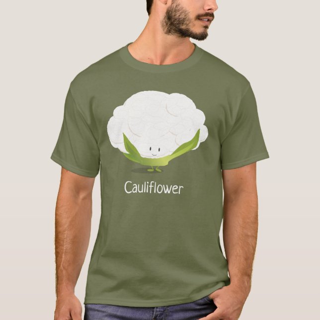 Cauliflower Character Vegetable Food T-Shirt (Front)