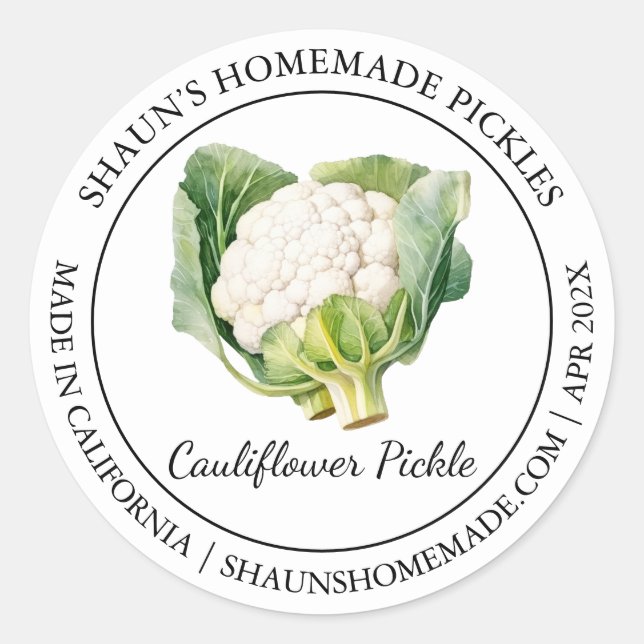 Cauliflower Pickle Modern label (Front)