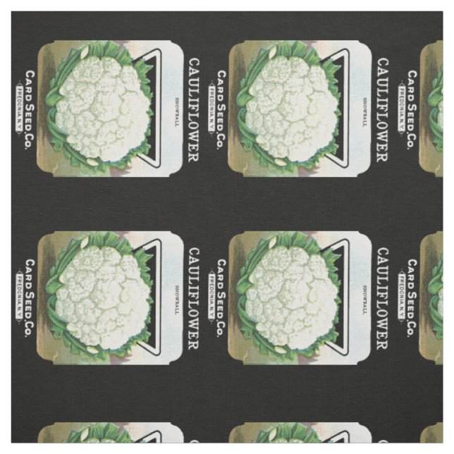 Cauliflower Seed Packet Label Fabric (Swatch)