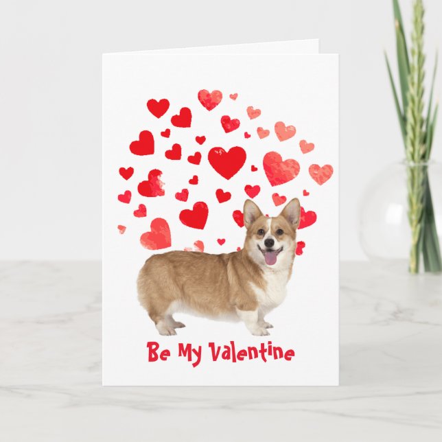 Cause I Woof Love You Corgi Dog  Valentine Holiday Card (Front)