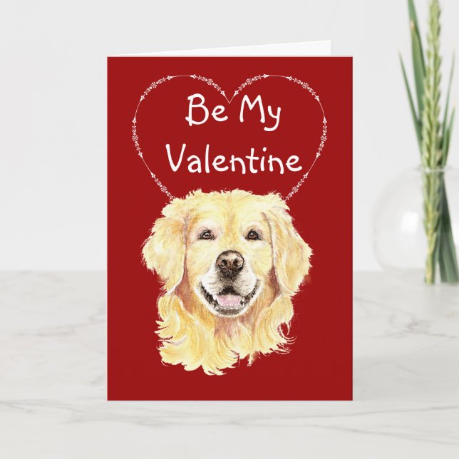 Cause I Woof Love You Golden Retriever Valentine Holiday Card (Front)