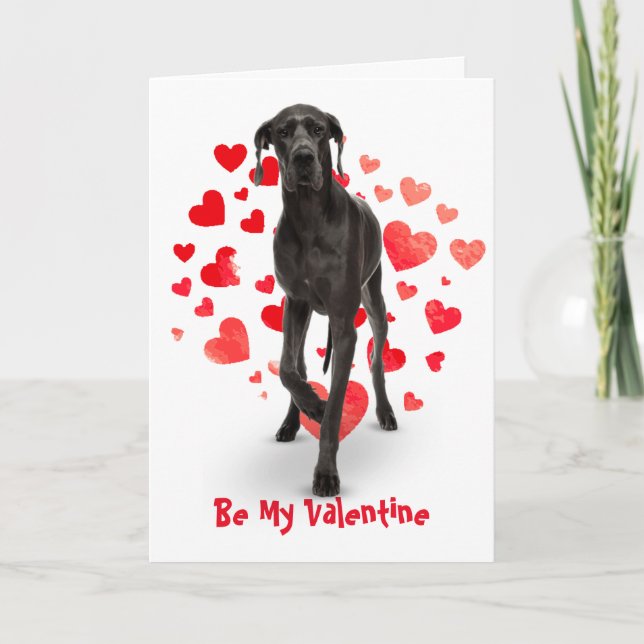 Cause I Woof Love You Great Dane Dog Valentine Holiday Card (Front)