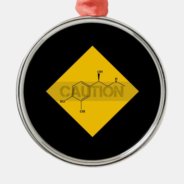 Caution: Adrenaline. Metal Tree Decoration (Front)