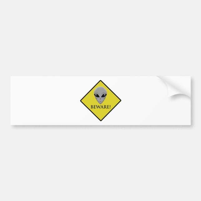 CAUTION ALIEN BUMPER STICKER (Front)