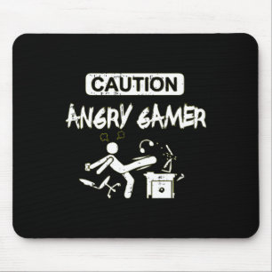 Caution Angry Gamer Computer Funny Video Game Gift Mouse Pad