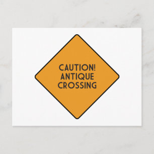 Caution! Antique Crossing Postcard