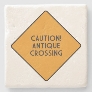 Caution! Antique Crossing Stone Coaster