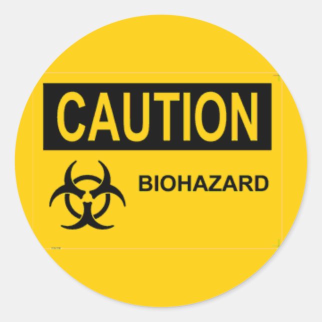 CAUTION Biohazard Classic Round Sticker (Front)