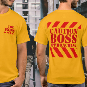 Caution BOSS warning stripes red & yellow t-shirt