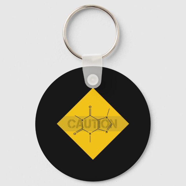 Caution: Caffeine Key Ring (Front)