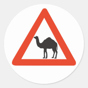 Caution Camels, Traffic Sign, United Arab Emirate Classic Round Sticker