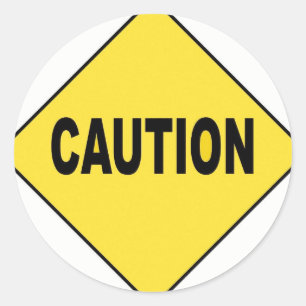 caution classic round sticker