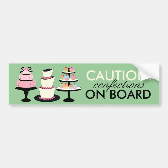 CAUTION: Confections on Board Bumper Stickers (Front)