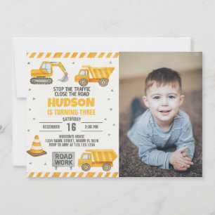 Caution! Construction Birthday Invitation