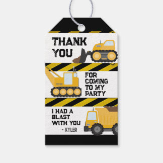 Caution Construction Party Thank You Tags
