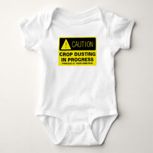Caution! Crop Dusting in progress - funny running Baby Bodysuit