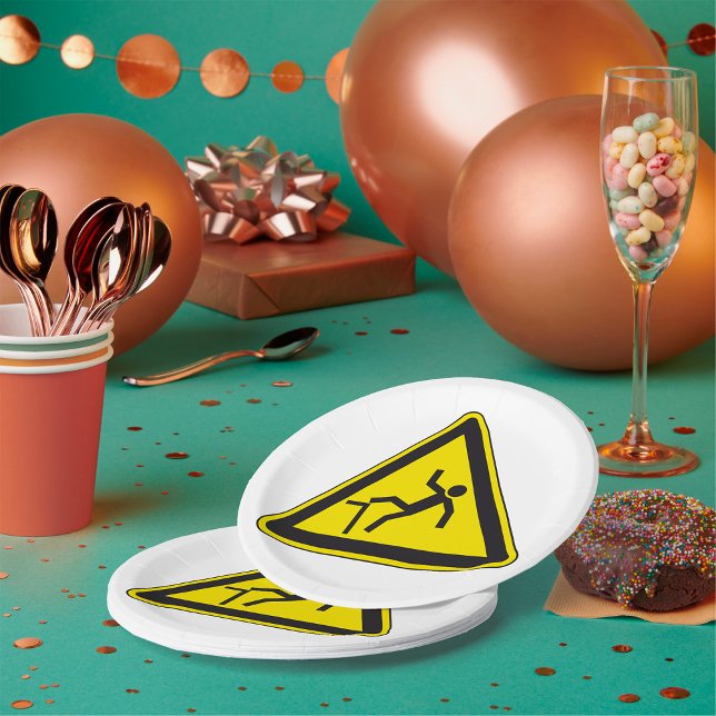 Caution Curb Pedestrian Sign Paper Plate (Creator Uploaded)