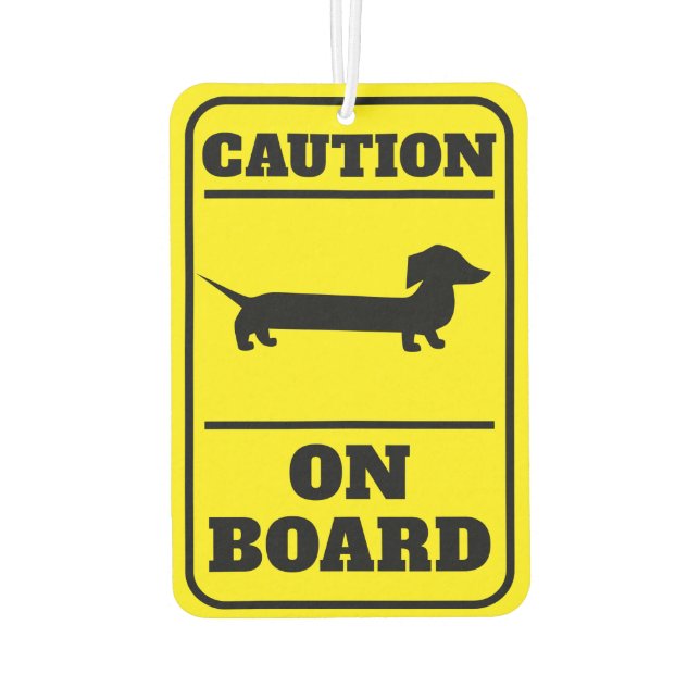 Caution Dachshund on Board Funny Car Air Freshener (Back)