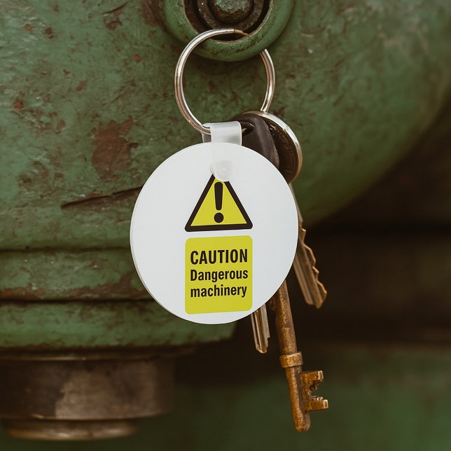 Caution Dangerous Machinery Sign Key Ring (Creator Uploaded)