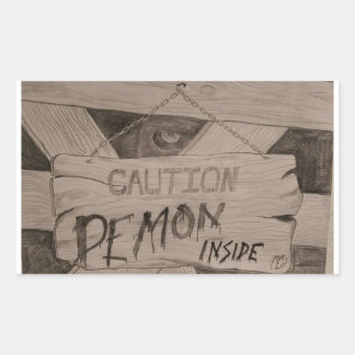 Caution - Demon Inside by MrE Rectangular Sticker