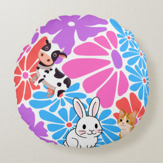 Caution design round cushion