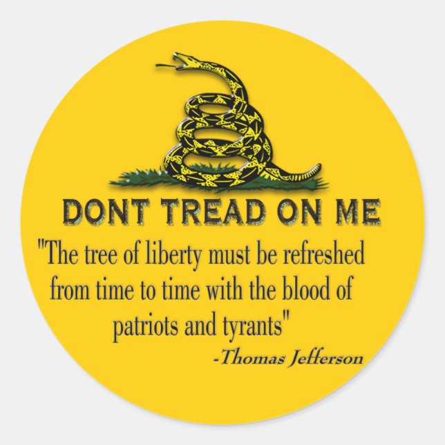 CAUTION "Don't Tread On Me" FLAG Classic Round Sticker (Front)