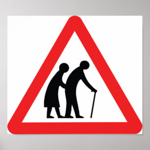 CAUTION Elderly People - UK Traffic Sign