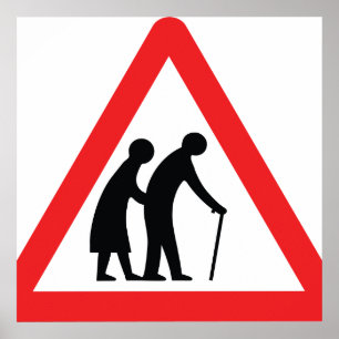 CAUTION Elderly People - UK Traffic Sign